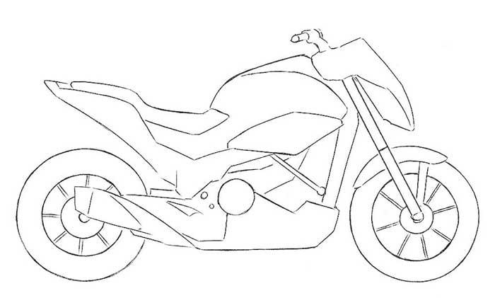 как нарисовать мотоцикл - шаг 6