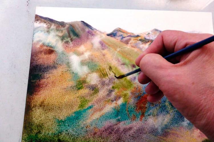 Как нарисовать горы в тумане - поэтапный урок акварели