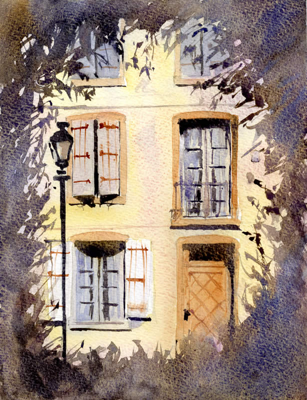 Рисуем старый дом во Франции акварелью: пошаговый урок