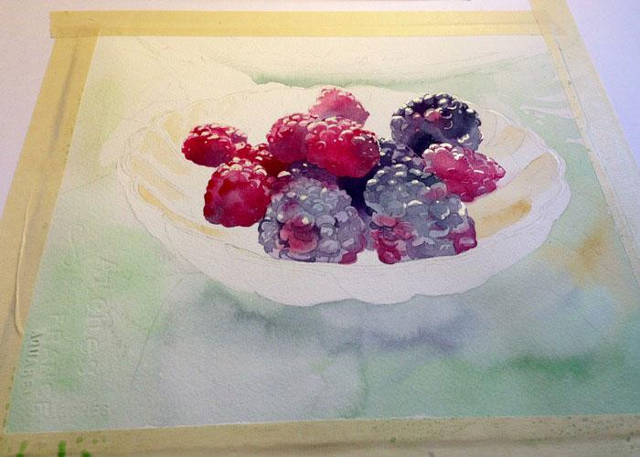 Рисуем ягоды акварелью - шаг 2
