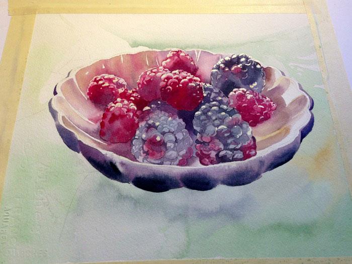 Рисуем ягоды акварелью - шаг 3