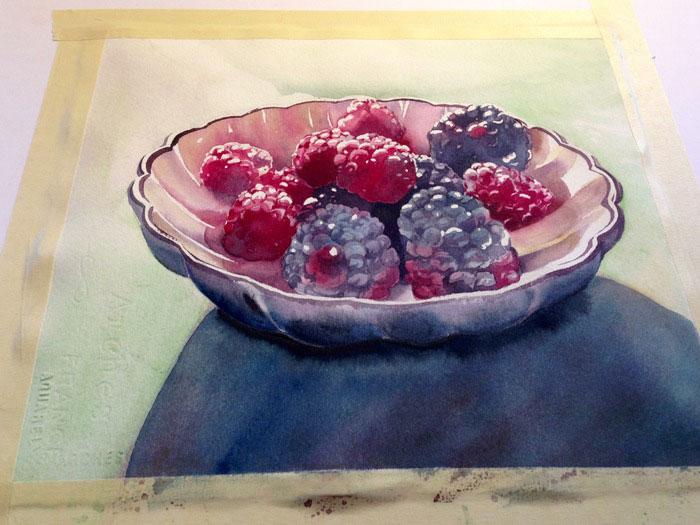 Рисуем ягоды акварелью - шаг 4