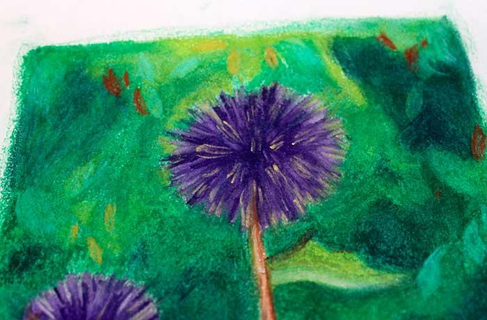 Рисуем цветы мягкой пастелью - шаг 7