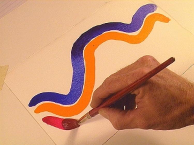 техника акварели цветные полоски