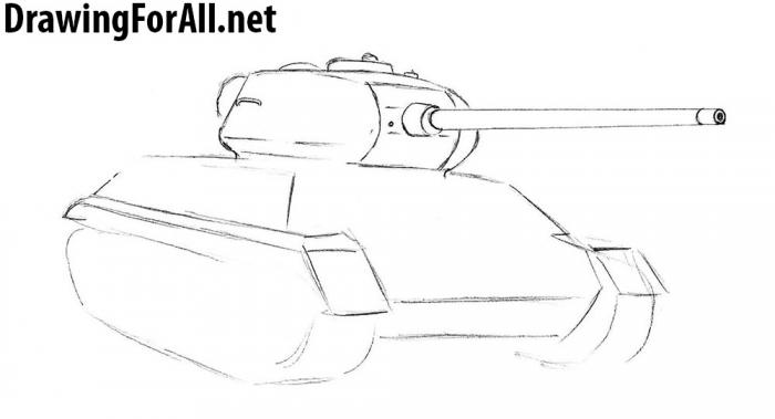 как нарисовать танк т-34 - шаг 5