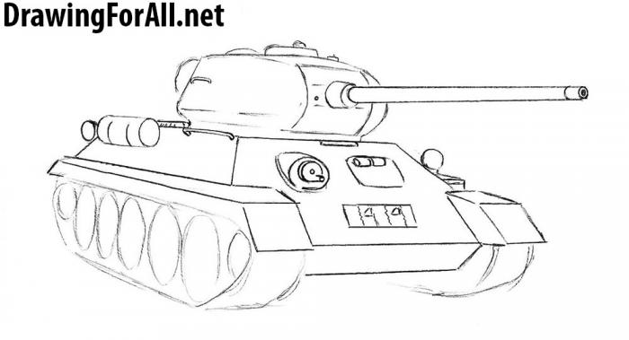 как нарисовать танк т-34 - шаг 7