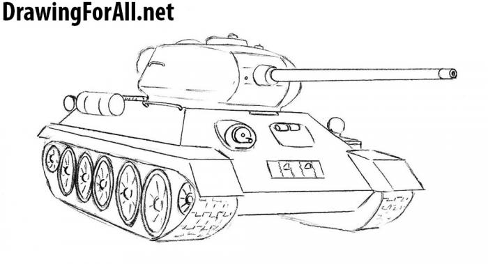 как нарисовать танк т-34 - шаг 8