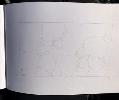 Рисуем акварельный этюд с галькой - шаг 1