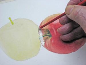 Как нарисовать яблоко акварелью - шаг 9