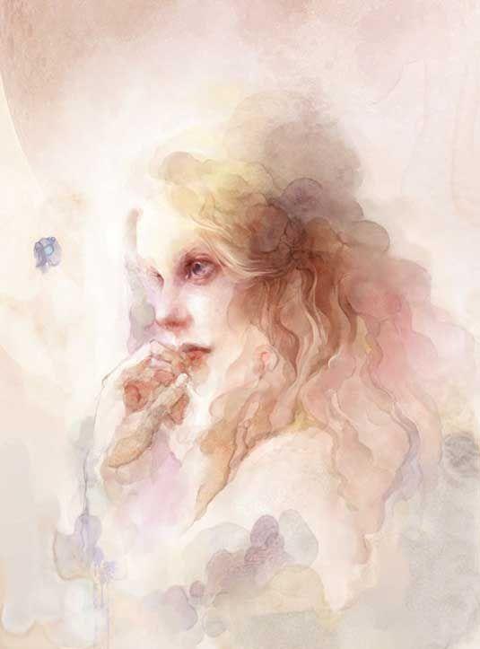 портрет девушки акварелью в Painter пошагово