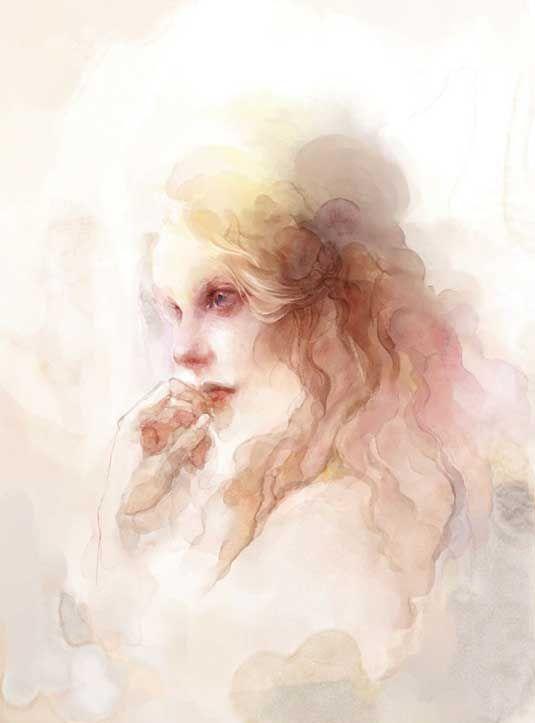 портрет девушки акварелью в Painter