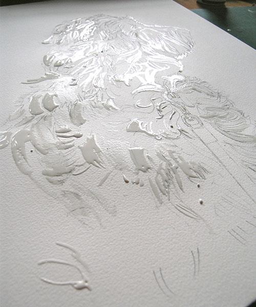 Рисуем черно-белую собаку акварелью - шаг 1