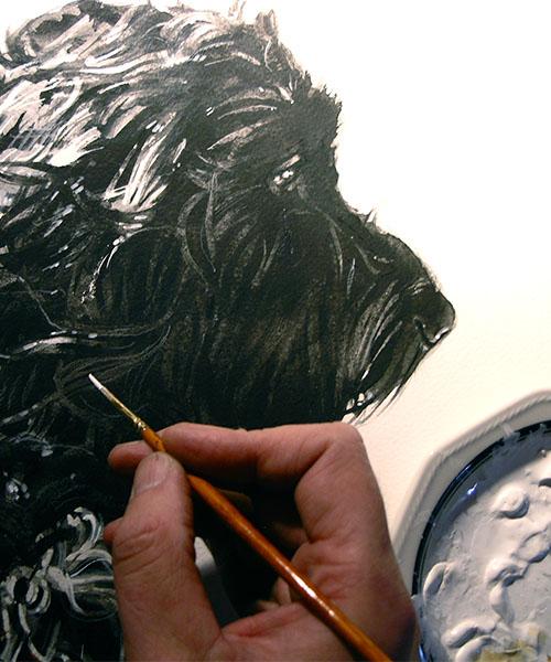 Рисуем черно-белую собаку акварелью - шаг 11