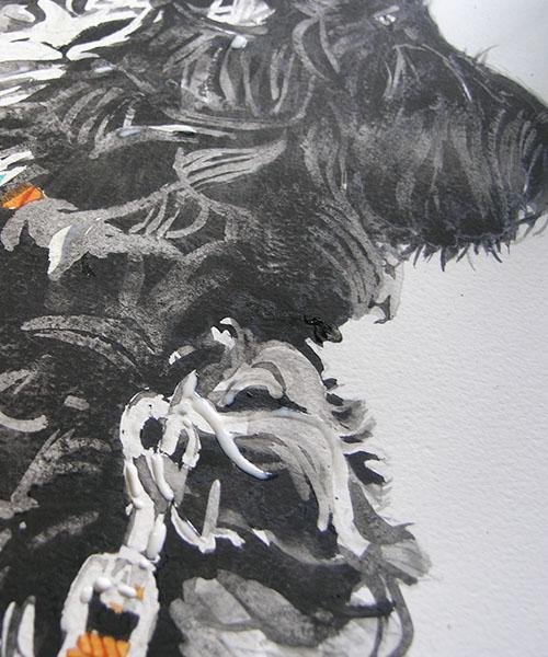 Рисуем черно-белую собаку акварелью - шаг 9