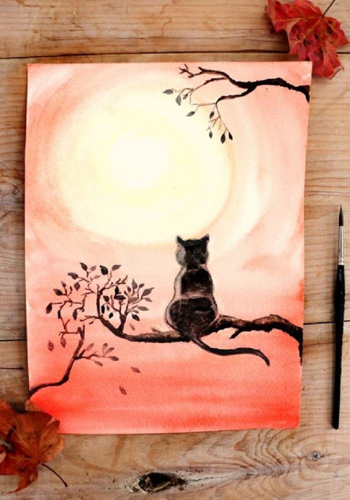 Рисуем черного кота акварелью - шаг 11