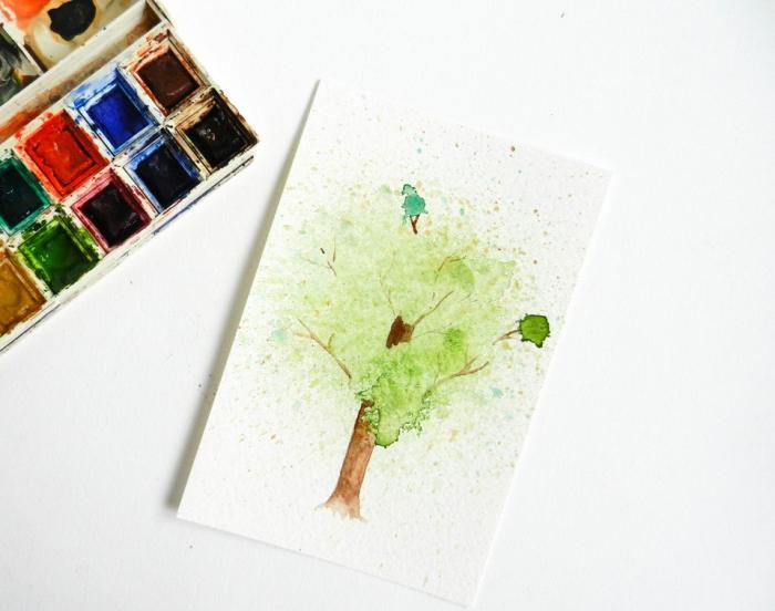 Рисуем деревья брызгами акварельной краски - шаг 21