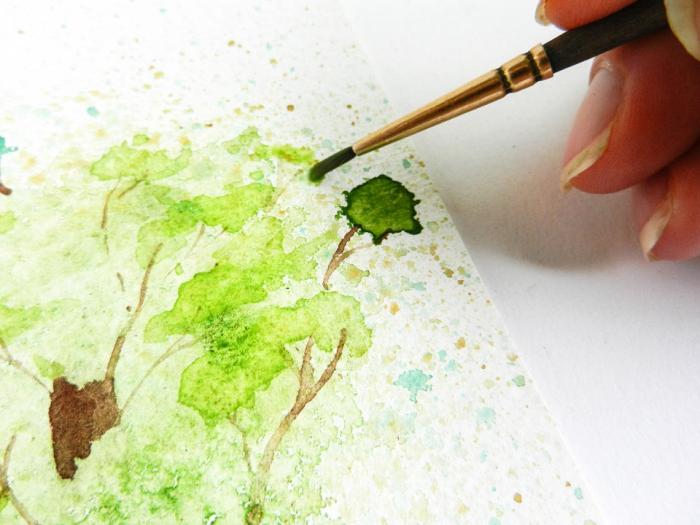 Рисуем деревья брызгами акварельной краски - шаг 23