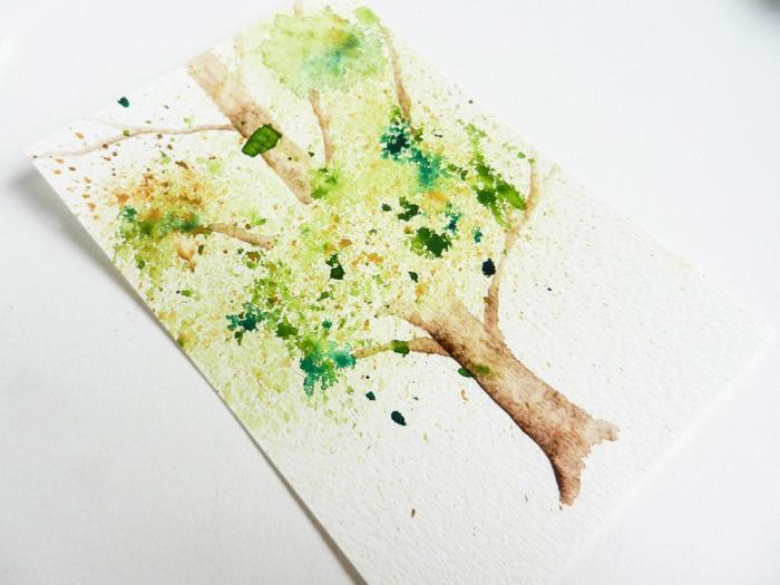 Рисуем деревья брызгами акварельной краски - шаг 26