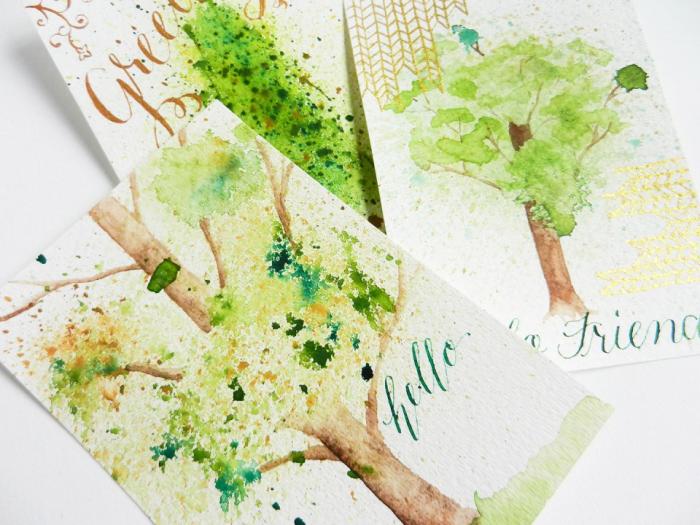 Рисуем деревья брызгами акварельной краски - шаг 30