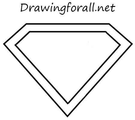 как нарисовать эмблему супермена. Шаг 2