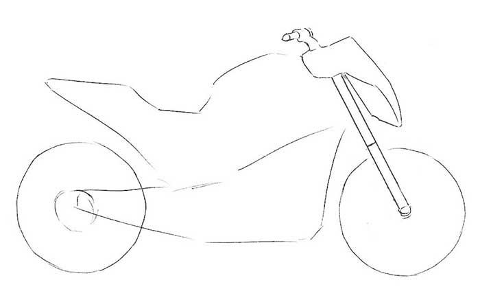 как нарисовать мотоцикл - шаг 3