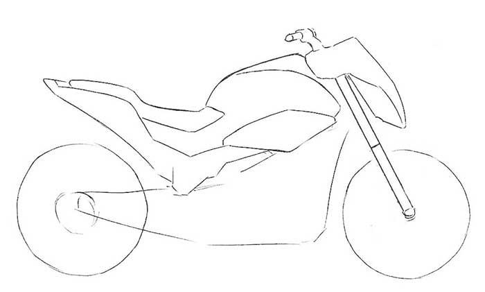 как нарисовать мотоцикл - шаг 4