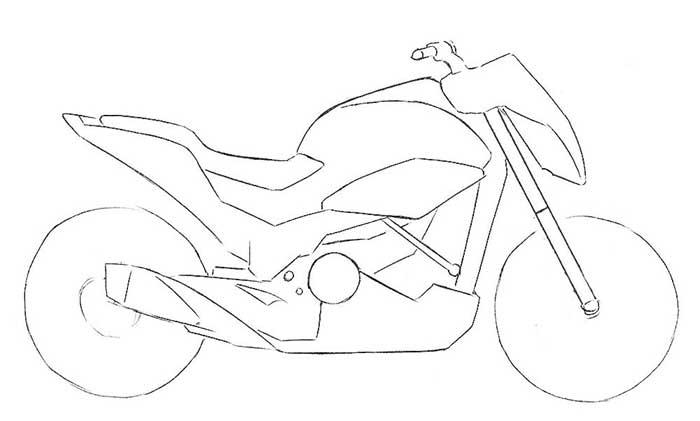 как нарисовать мотоцикл - шаг 5