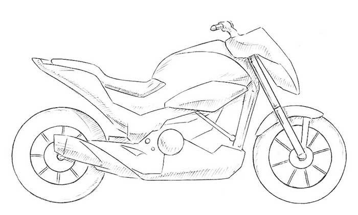 как нарисовать мотоцикл - шаг 7