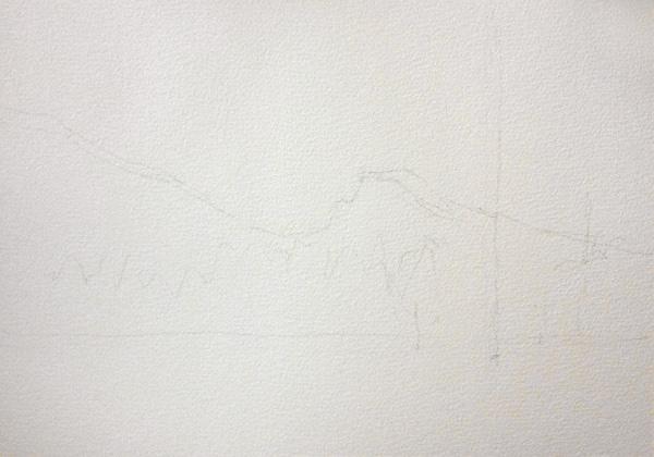 Рисуем осенний горный пейзаж акварелью - шаг 1