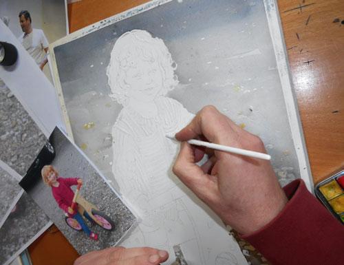 Рисуем портрет девочки акварелью - шаг 7