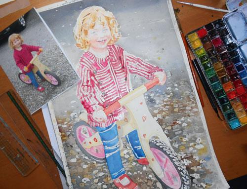 Рисуем портрет девочки акварелью - шаг 8