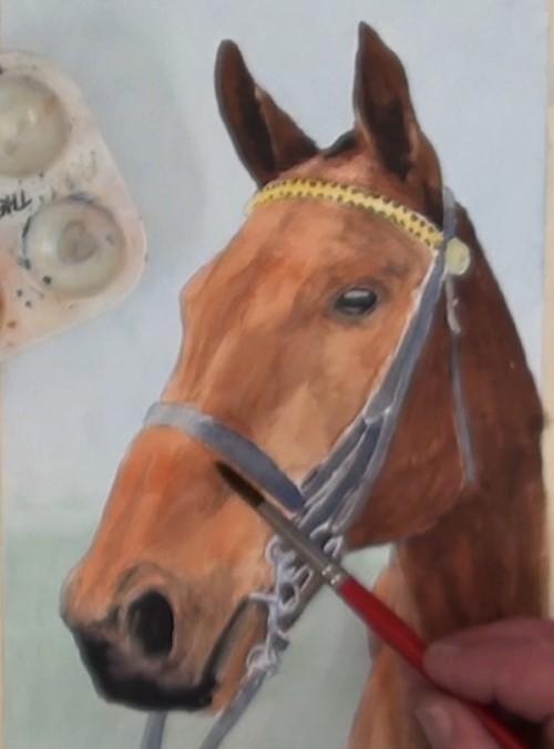 Рисуем портрет лошади акварелью - шаг 18