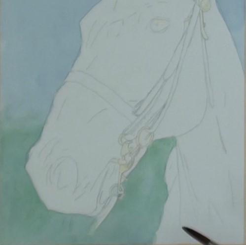 Рисуем портрет лошади акварелью - шаг 4