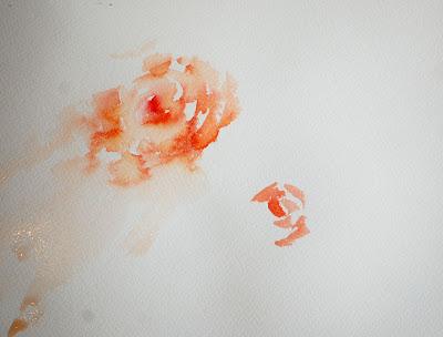 Рисуем розу в свободном стиле акварелью - шаг 3
