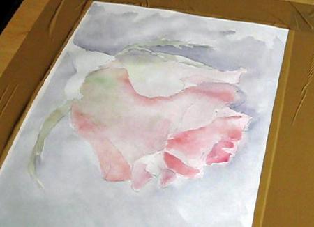 Рисуем розу акварелью - шаг 4