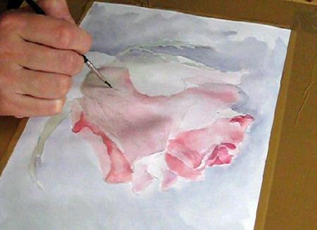 Рисуем розу акварелью - шаг 6