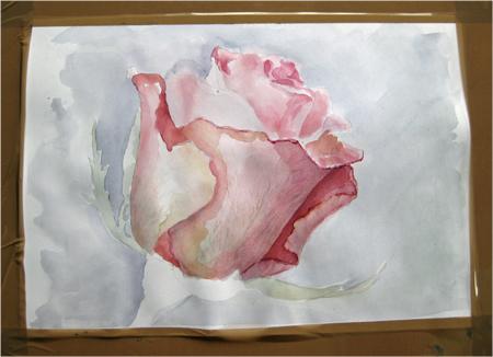 Рисуем розу акварелью - шаг 7