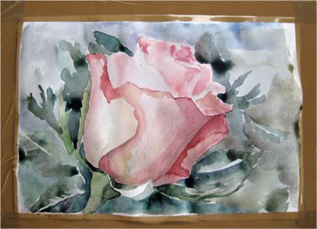 Рисуем розу акварелью - шаг 8