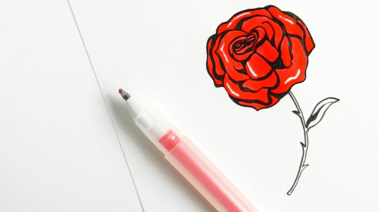 Рисуем розу ручками Sakura - шаг 13