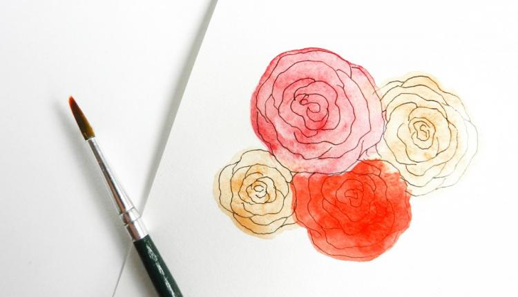Как нарисовать розы акварелью - шаг 2