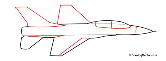 как нарисовать самолет - шаг 3
