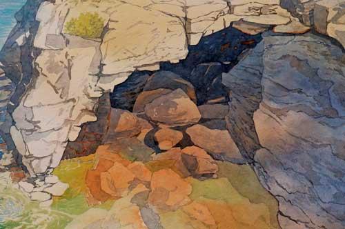 Рисуем скалистое побережье акварелью - шаг 12