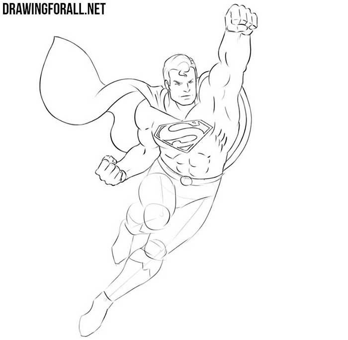 как нарисовать супермена в полете - шаг 6