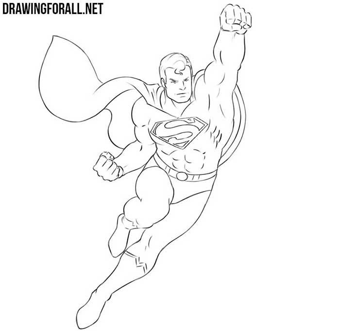 как нарисовать супермена в полете - шаг 7