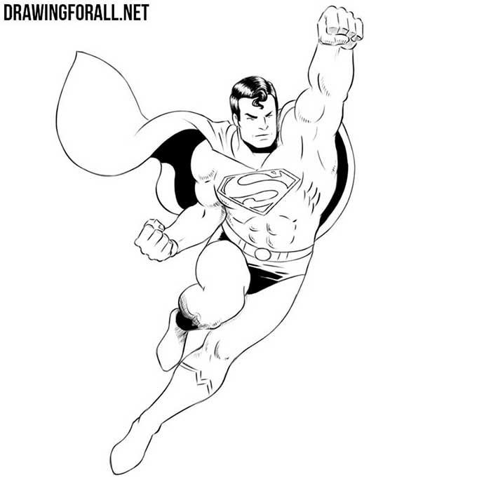 как нарисовать супермена в полете - шаг 8
