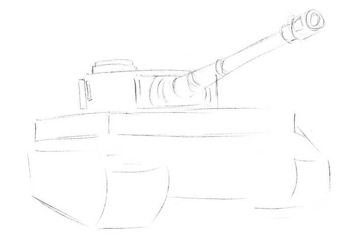 как нарисовать танк тигр - шаг 3