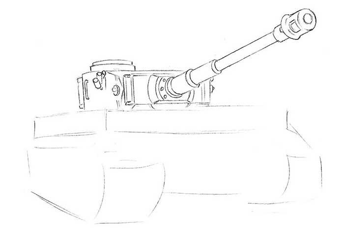 как нарисовать танк тигр - шаг 4