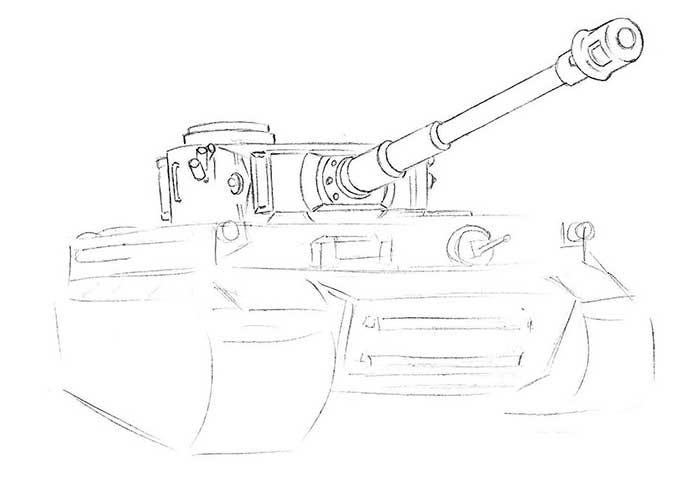 как нарисовать танк тигр - шаг 5