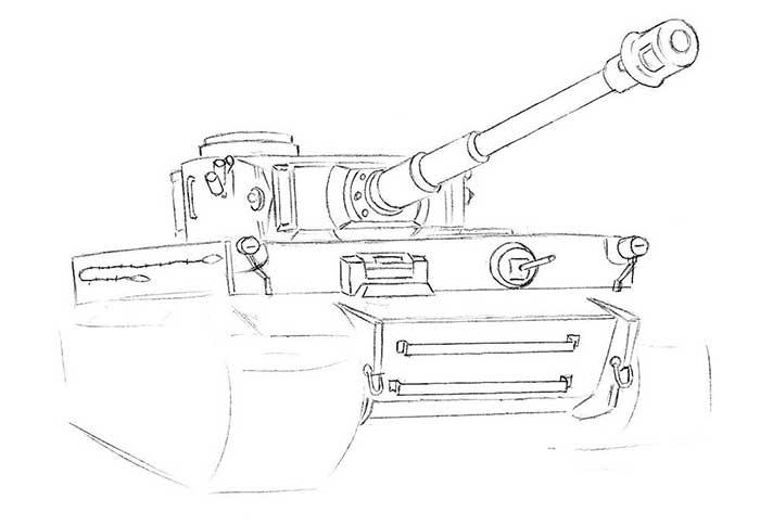 как нарисовать танк тигр - шаг 6