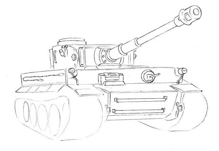 как нарисовать танк тигр - шаг 7